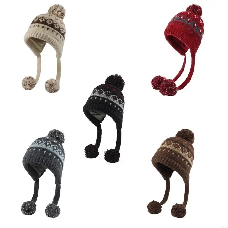 

Q22D Nordic Styles Knit Cap Elastic Polyester Blend Lightweight Cold Protections Unisex Outdoor Winter Hat For Women and Girls