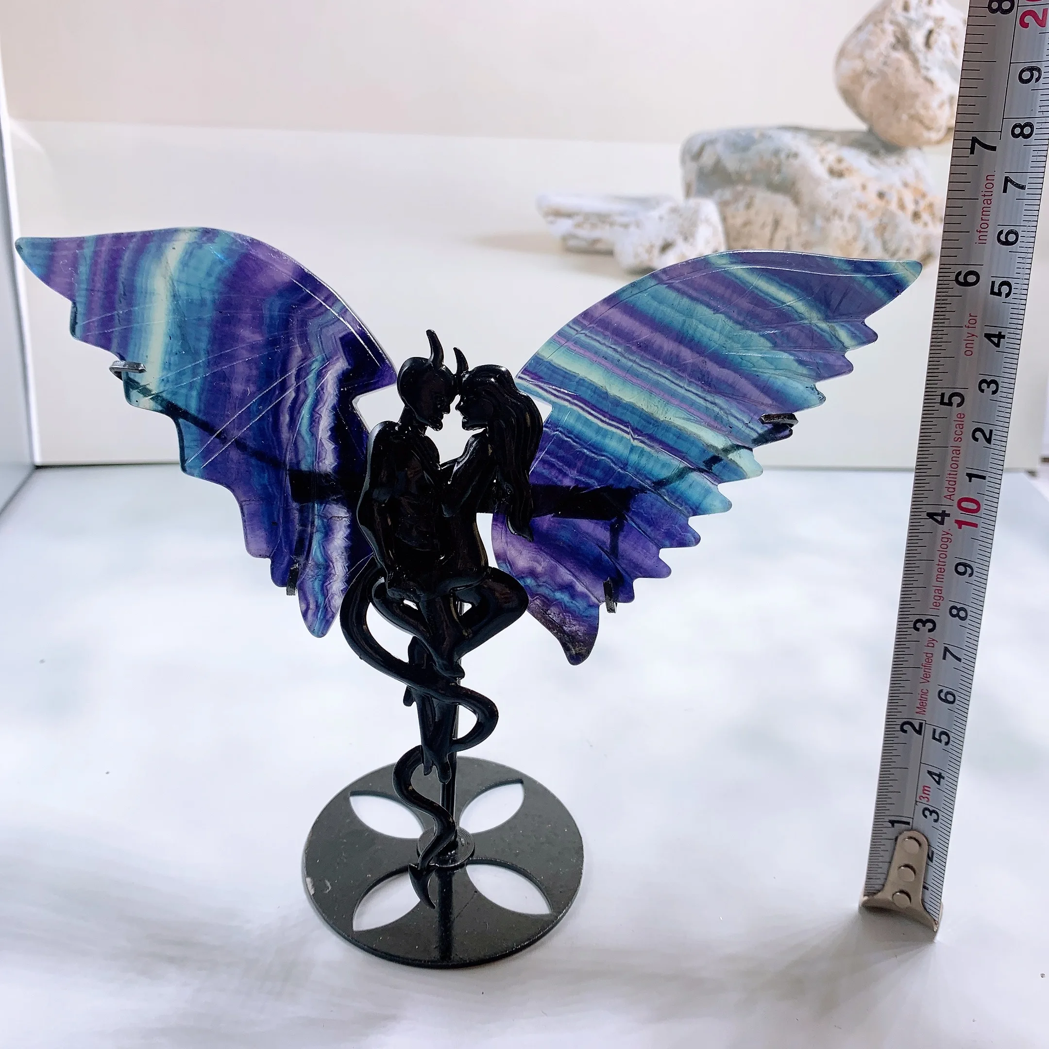 Imagem -06 - Asas de Unicórnio Voador Fluorita Crystal Wings com Suporte Livre Decoração para Casa Cura Reiki Ornamento