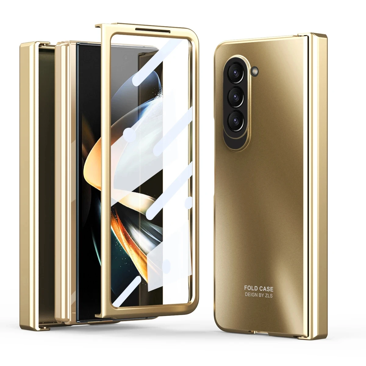 

For Samsung fold5 mobile phone case fold4 folding screen Solid color electroplated fold3 2 all-inclusive fall protection case
