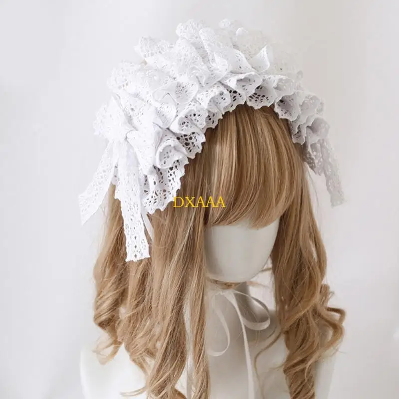 DXAA Lollipops Người Giúp Việc Cosplay Đầu Mũ Đội Đầu Ren Hoa Tóc Phụ Kiện Tóc Xù Ren Dây Đội Đầu Dành Cho Nữ Cô Gái Quà Tặng