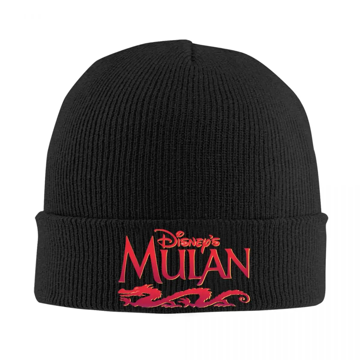 Mulan logotipo dos desenhos animados gorro chapéus de malha chapéu feminino masculino retro cabeça envoltório bonés inverno hippie personalizado bonnet chapéus