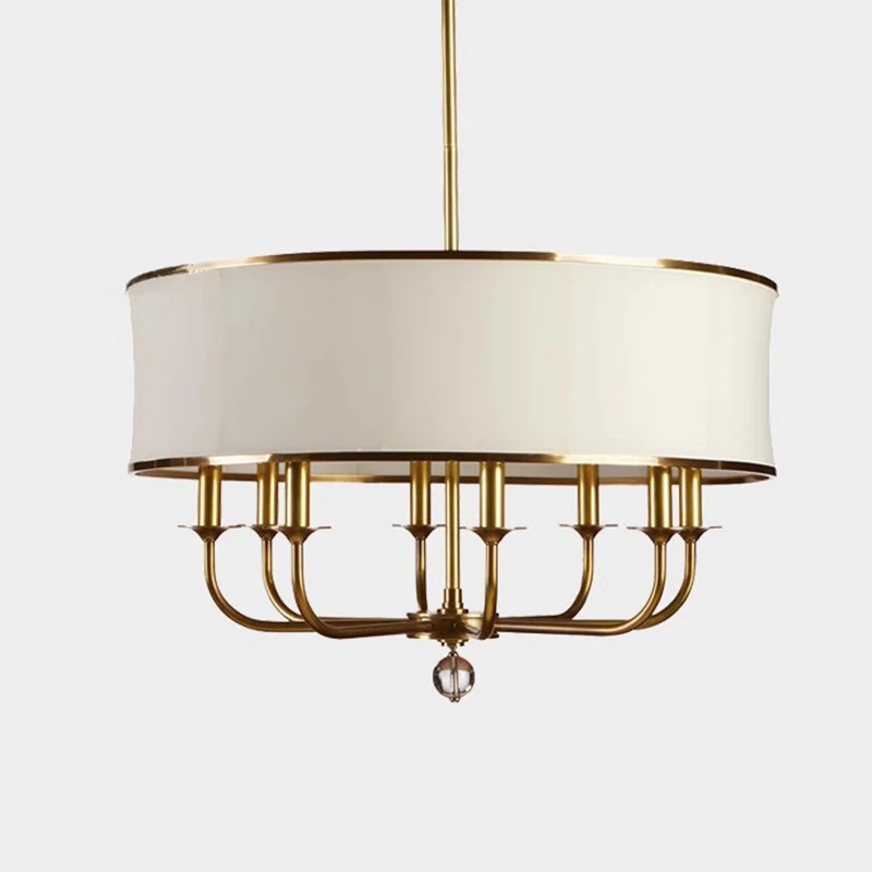 American Fabric E14 Led Chandelier Living Room Nordic Rod Hanging Lamp Foyer Gold Suspend Lamp Home Decor Led Lighting Fixtures