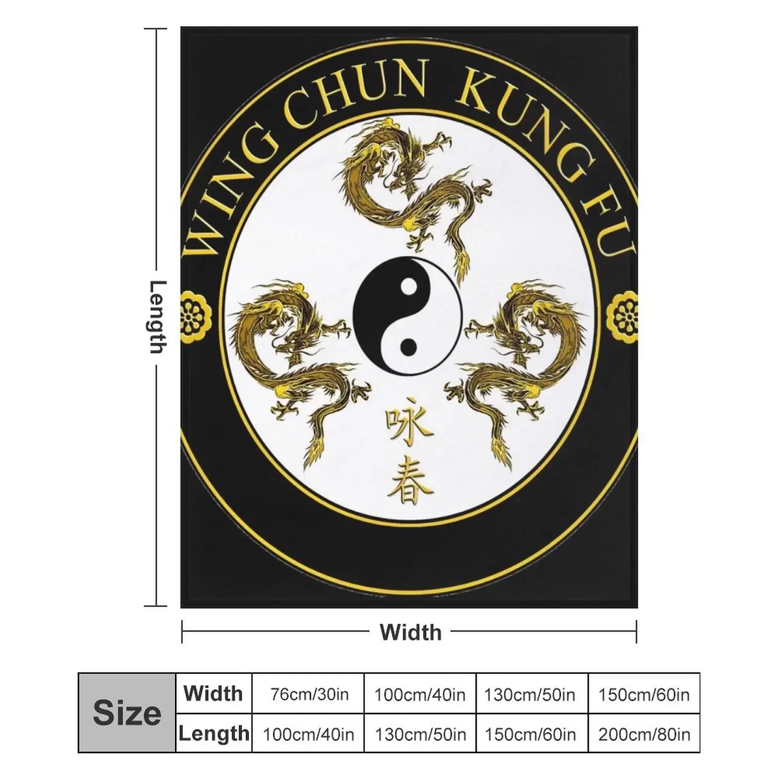 Wing Chun Kung Fu artes marciales dragón negro diseño de película manta más suave diseñador de lujo mantas de decoración navideña