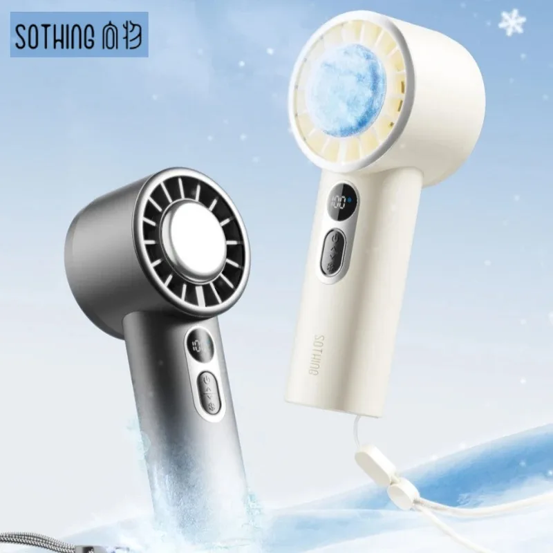SOTHING 5V High-speed Refrigeration Handheld Fan 3600mAh 5000mAh 7m/s LED Intelligent Digital Display