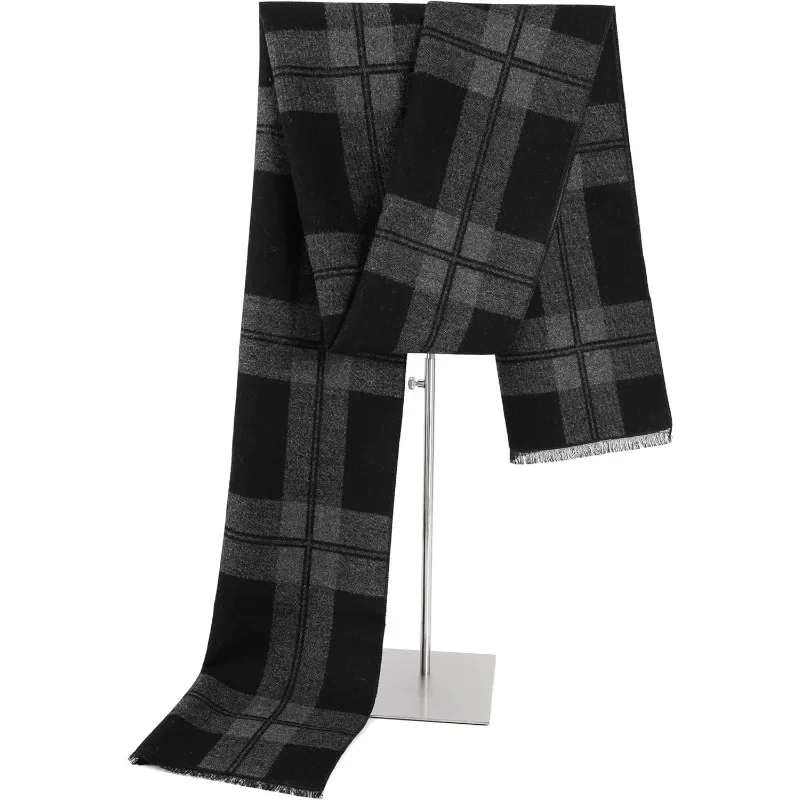 

Winter Scarf For Men Ultra-Soft Plaid Tassel Men Scarf Warm Soft Cashmere Feel 73"×12"