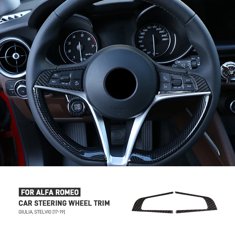 

Real Carbon Fiber Car Steering Wheel Panel Trim Decoration Sticker For Alfa Romeo Giulia Stelvio 2017-2019 Interior Accessories