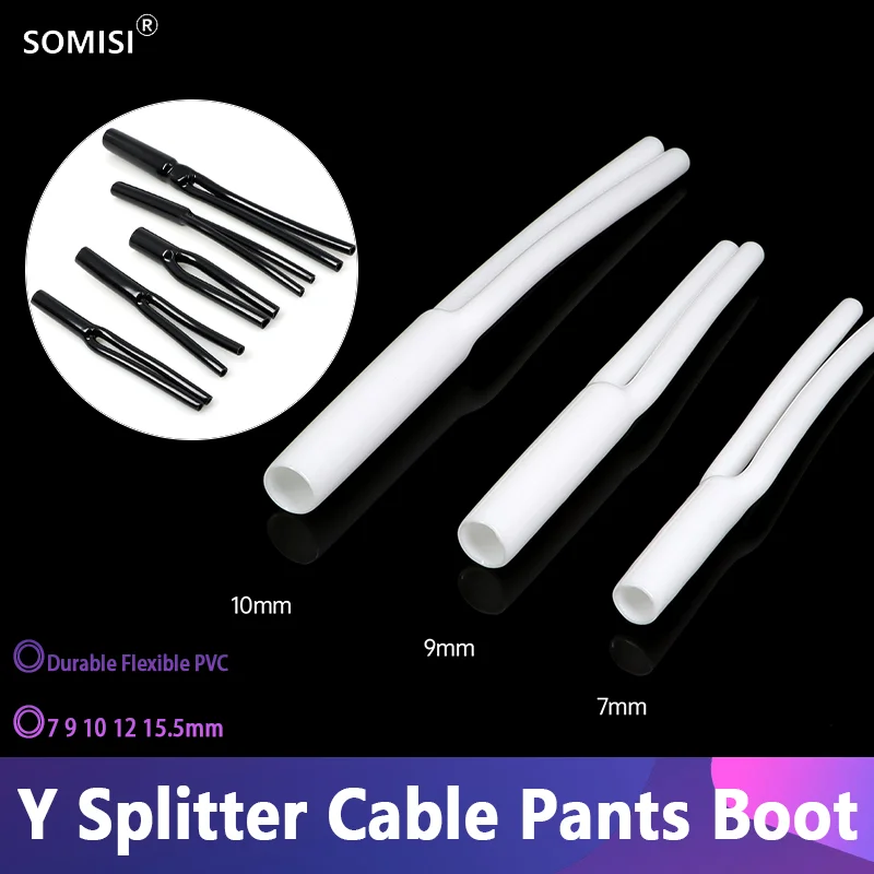 2/5/30P PVC Y Splitter Pant Boot Wire Boots Y-shaped Sleeve Tube Speaker Audio Cable Cable Pants  Size 7mm 9mm 10mm 12mm 15.5mm