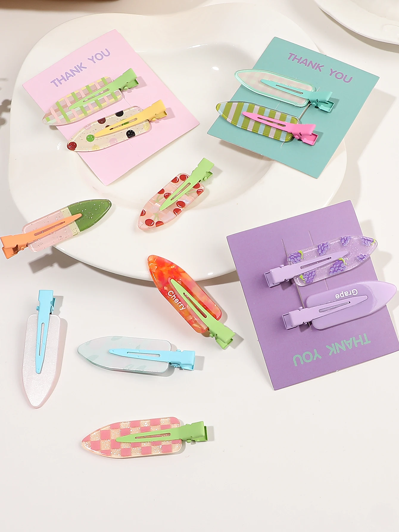 2 Pcs No Bend Hair Clips No Crease Hair Clip Makeup Clips for Women and Girls,Cute Candy Color Cartoon Design Hair Pins