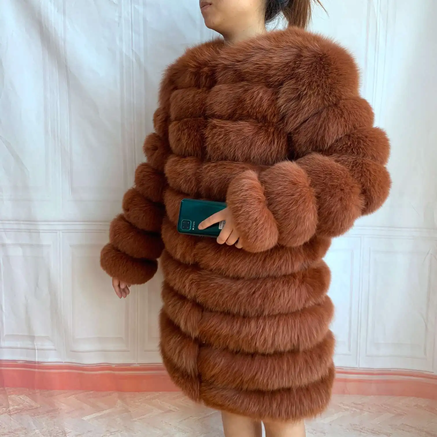 NEW 4in1 Real Fox Fur Long Coat Winter Coat for Women Jackets Vest Winter Outerwear Women Fox Fur Coat High Quality Fur Clothes