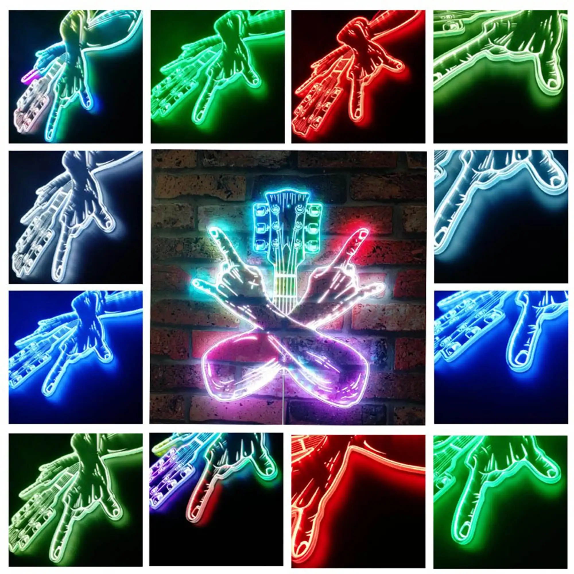 Guitar Rock n Roll Hand Rock Pop Glam Led Neon Sign st06-fnd-i0025-c