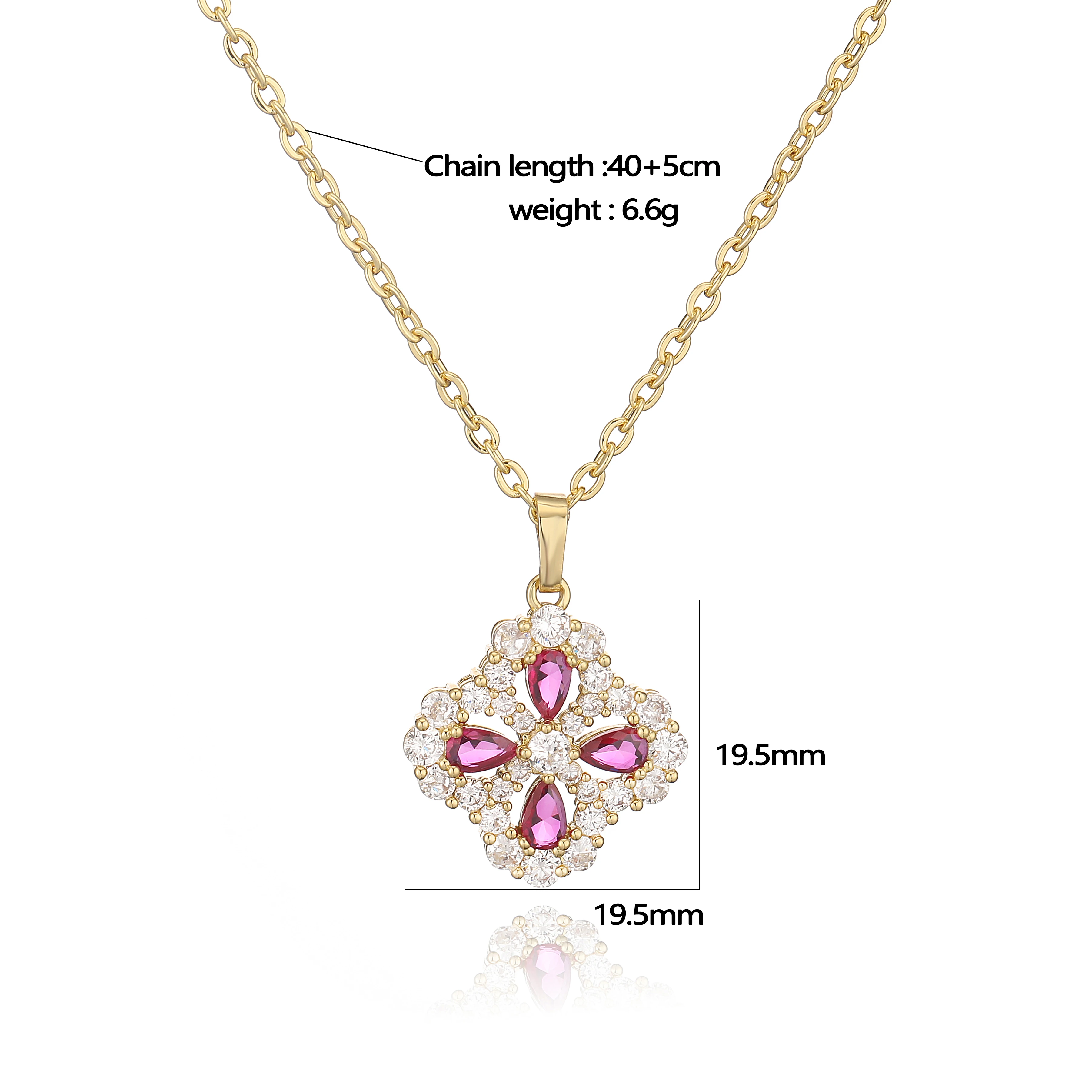 HECHENG,18K Golden Plated Copper Flower Inlaid CZ Stone Sweet Ol Style Simple Necklace Ladies Jewellery Gift