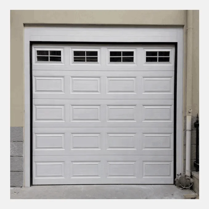 Modern Residential Black Garage Door Remote Control Operated Insulated Sandwich Panel Thermal Insulation Outdoor Entry Door
