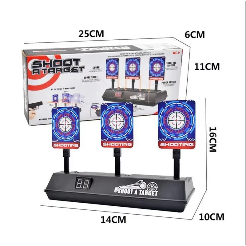 Brinquedos ao ar livre armas balas macias reinicialização automática tiro elétrico alvo acessórios crianças som luz tiro jogo de pontuação eletrônica