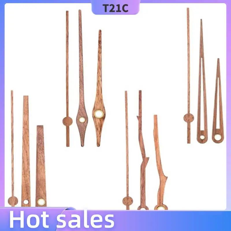 

T21C 10Pcs Long Shaft Quartz Clock Motor Kit Movement Mechanism With 12 Inch Walnut Wood Hands Clock Repair Parts Replacement