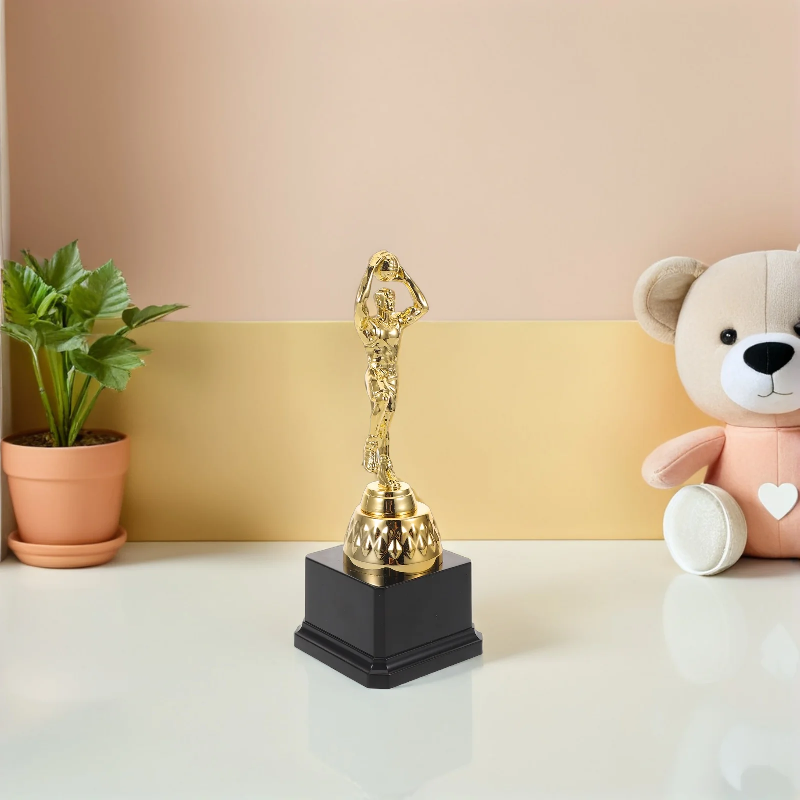 

Golden Basketball Cup Small Basketball Championship Trophy Plastic Award For Winners Sports Events Competitions Victory Honor
