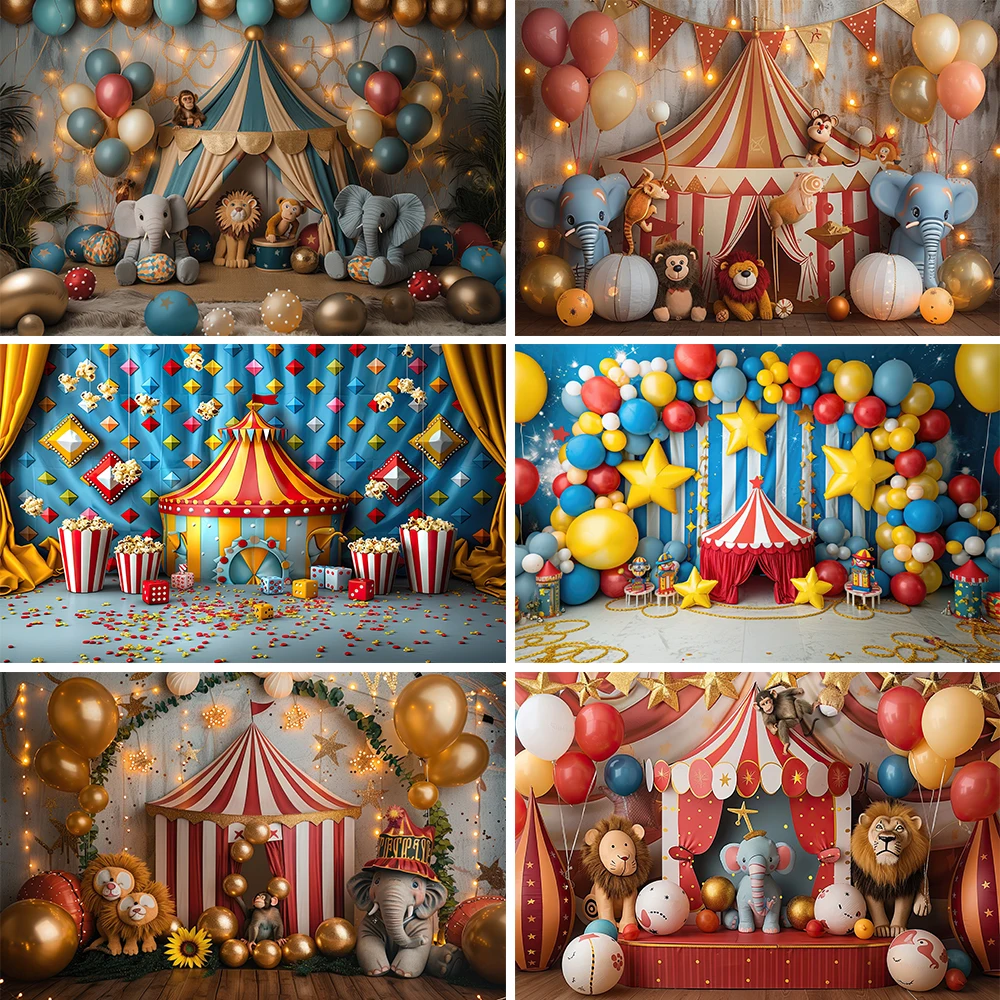 

Circus Carnival Photography Backdrop Baby Birthday Party Cake Smash Baptism Children Portrait Background for Photo Studio