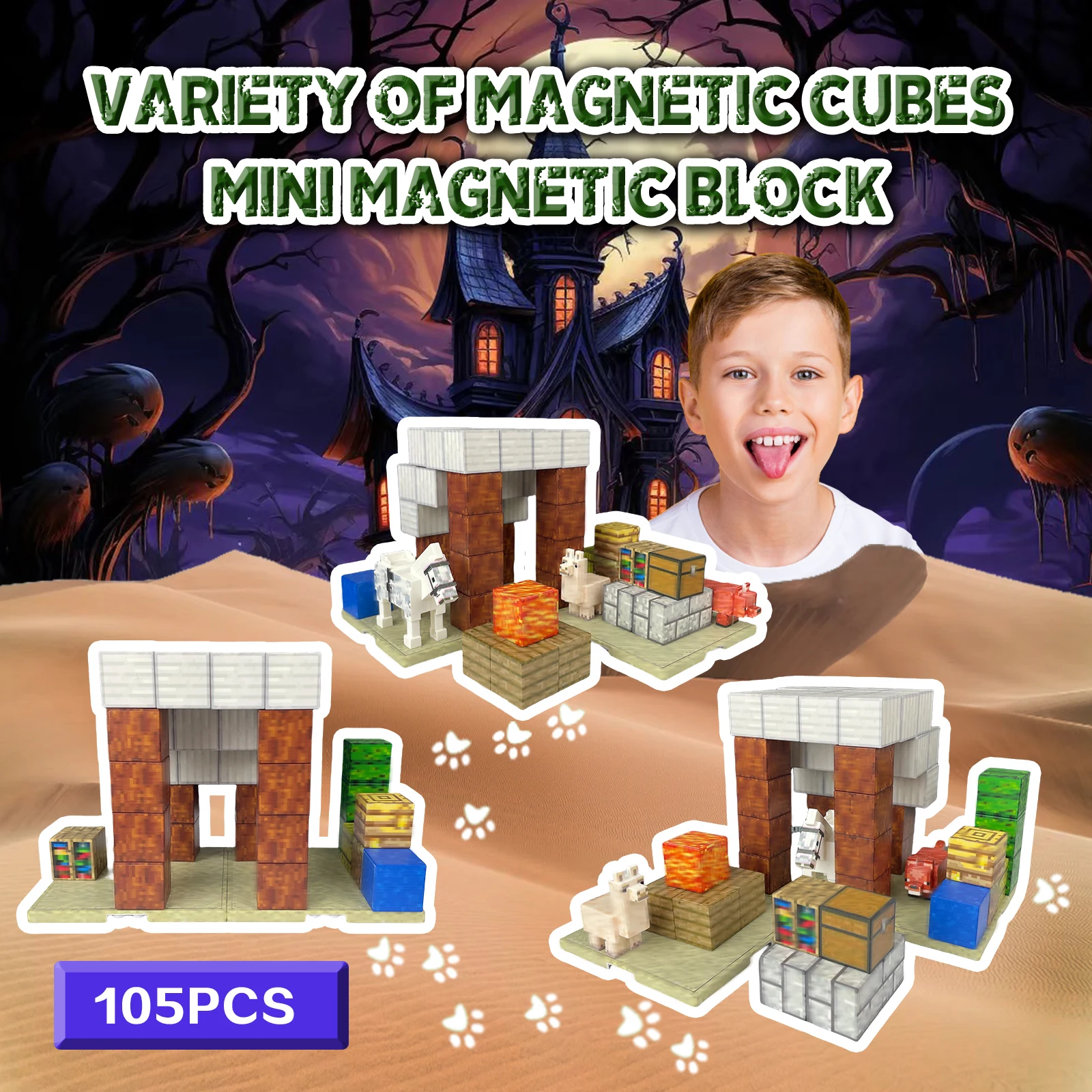 Desert Adventure magnetisch speelgoed, doe-het-zelf creatief speelgoed, een geweldig Halloween- en kerstcadeau voor kinderen