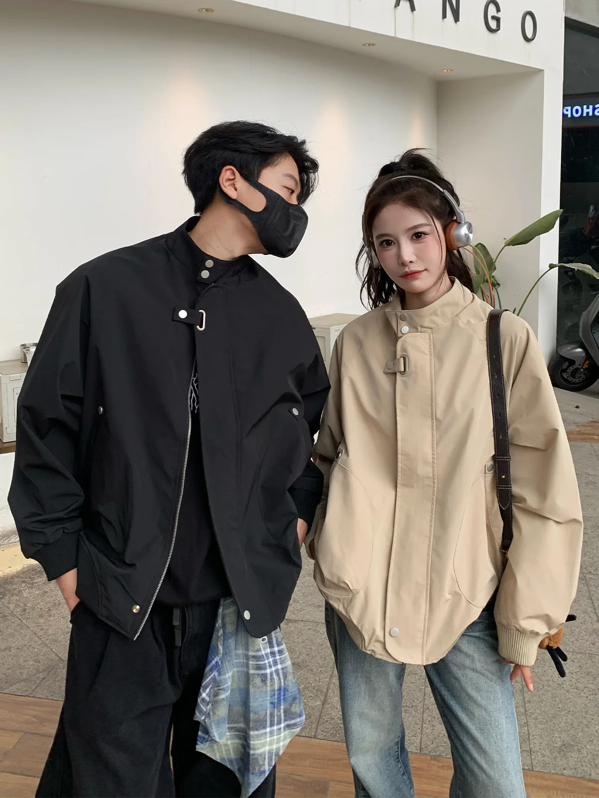 

Футболка ER Oh Sister в американском стиле ретро с воротником-стойкой, женская свободная повседневная рабочая одежда, пальто, весна-осень, новинка, свободный ветер...