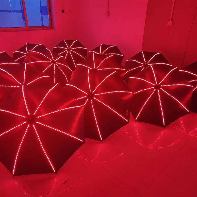 Location shooting automatic umbrella, stage props LED night signal umbrella luminous umbrella