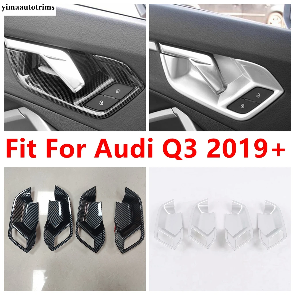 

Car Door Handle Bowl Frame Decoration Cover Trim ABS Carbon Fiber Interior Accessories For Audi Q3 2019 2020 2021 2022 2023 2024