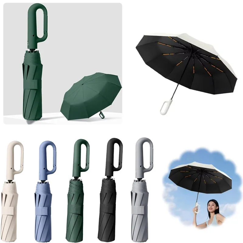 

1/3PCS Automatic Windproof UV Protection Folding Umbrella Buckle Design Large Rain Parasol for Men Women Sunshade