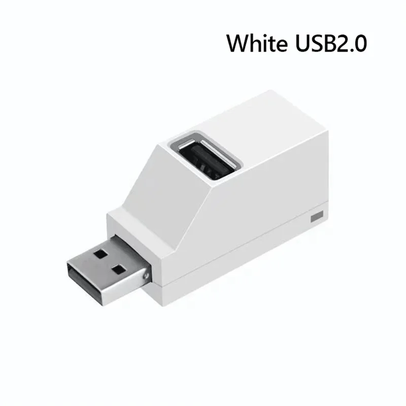 USB 2.0 HUB Adapter Extender Mini Splitter Box 3 Ports for PC Laptop Mobile Phone High Speed U Disk Reader,White