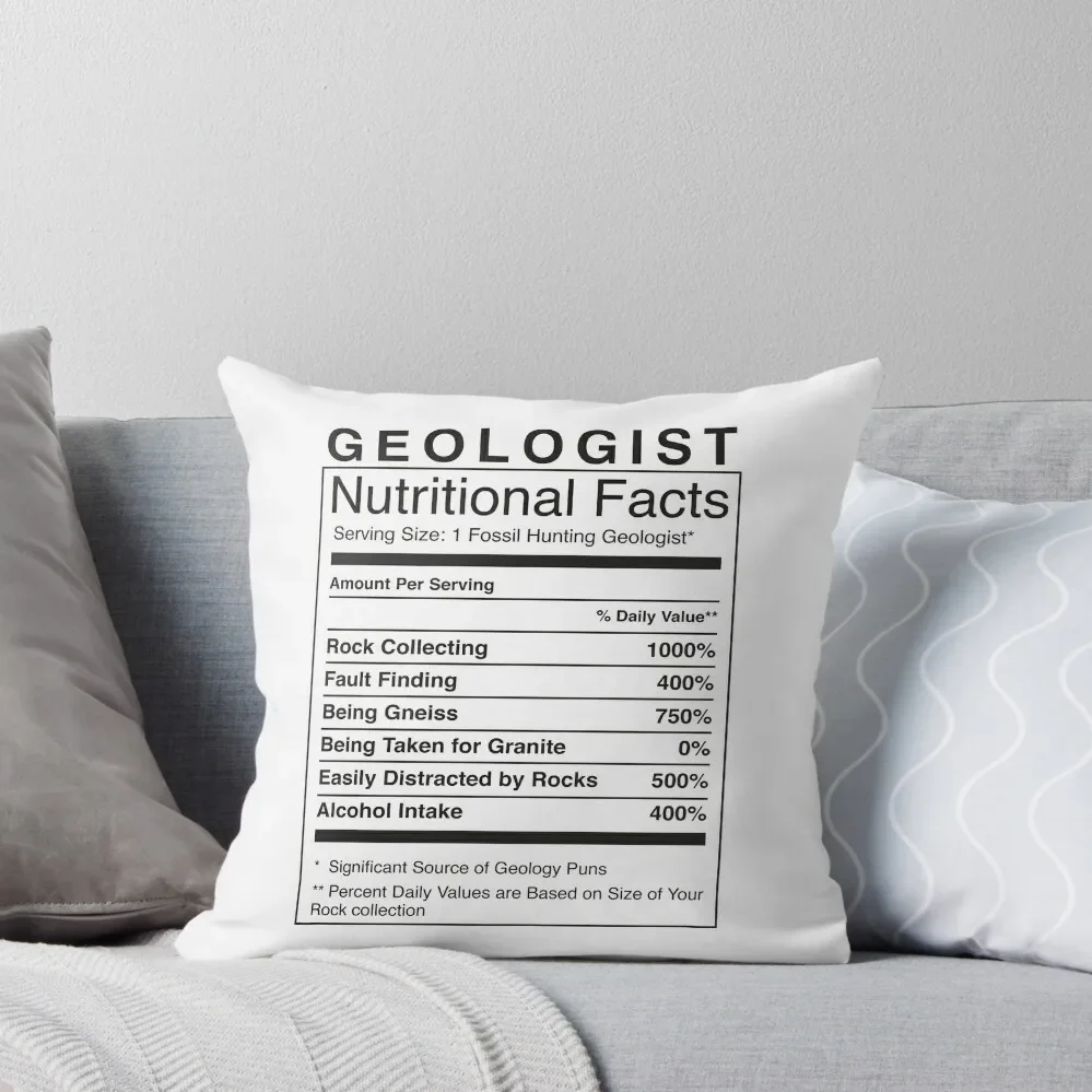 Geologist Nutritional Information Funny Geology Humour Throw Pillow Pillow Decor Custom Cushion pillow