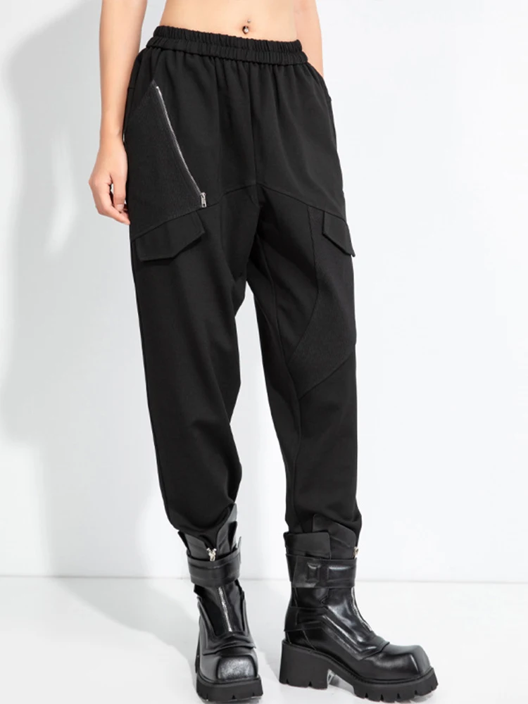 Amax LuluE 2025 otoño moda europea mujeres suelta ocio Vintage Harem pantalones señoras clásico sólido Punk pantalones de cintura elástica