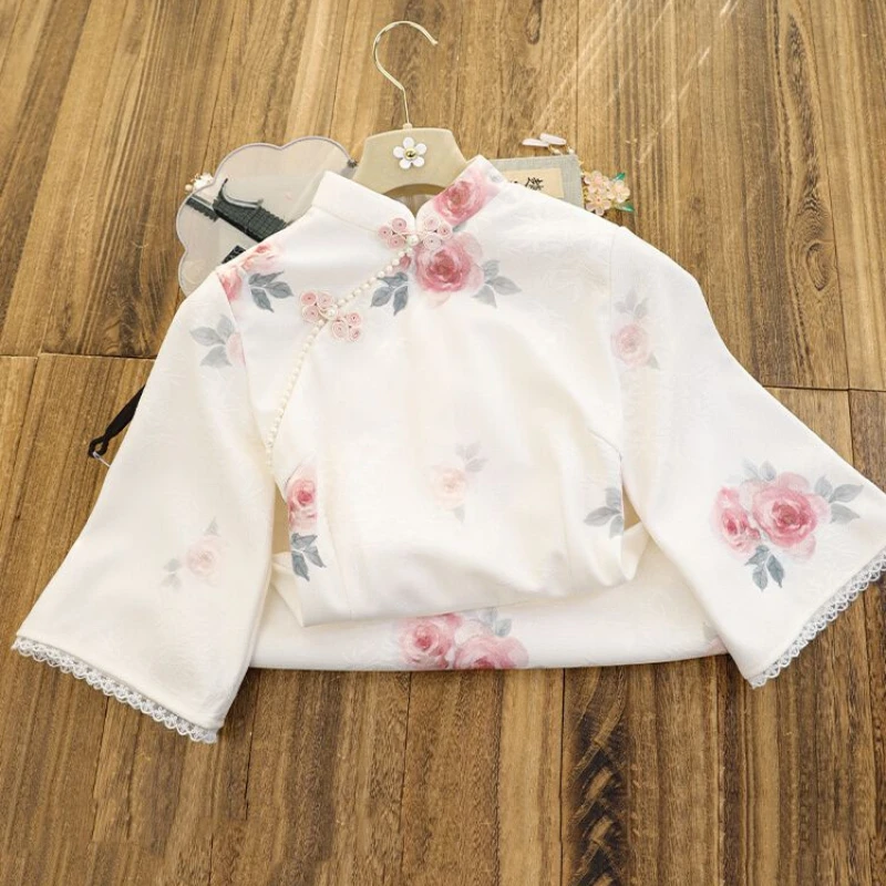 

Floral Elegant Chinese CheongsamDress Large Sleeve Vintage Daily Style 2025 Autumn New Summer Wear Qipao Dress