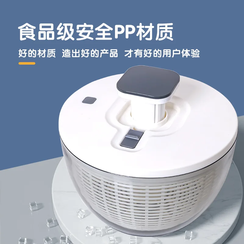 Kitchen Vegetable And Fruit Cleaning Machine, Vegetable Dehydrator, Press Type Water Thrower, Double Layer Salad Preparation Mac