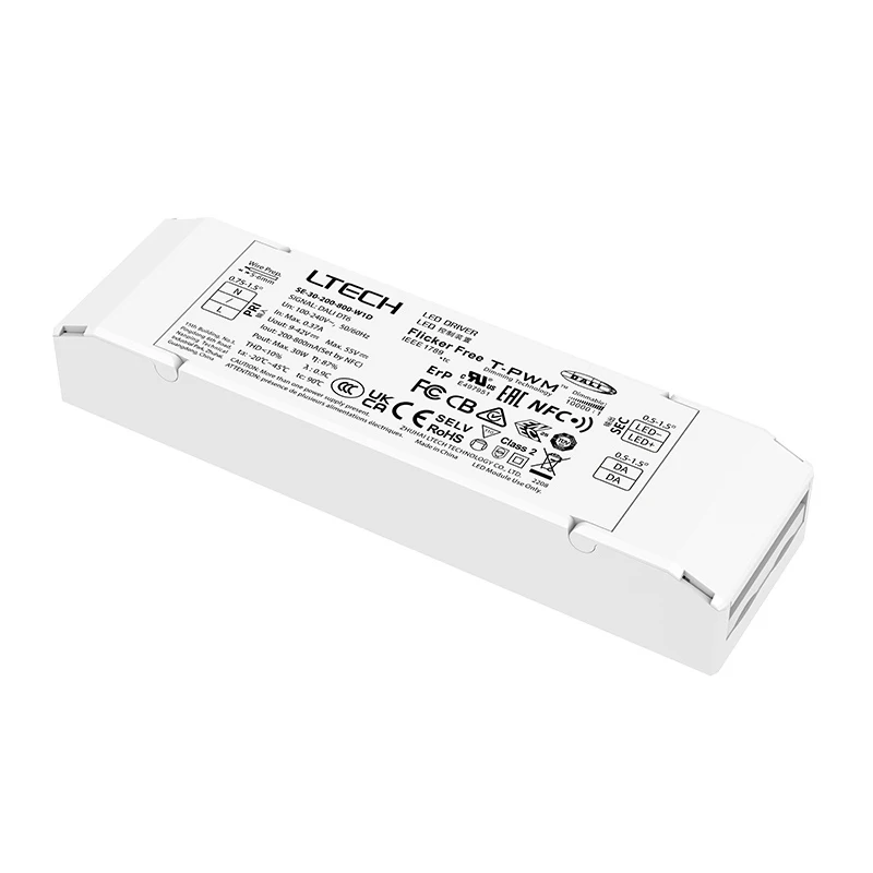 12W 100-500mA 20W 100-700mA 30W 200m-800mA 40W 300mA-1050mA NFC CC DALI DT6 Led Driver LTECH Dimming Driver Lighting Transformer