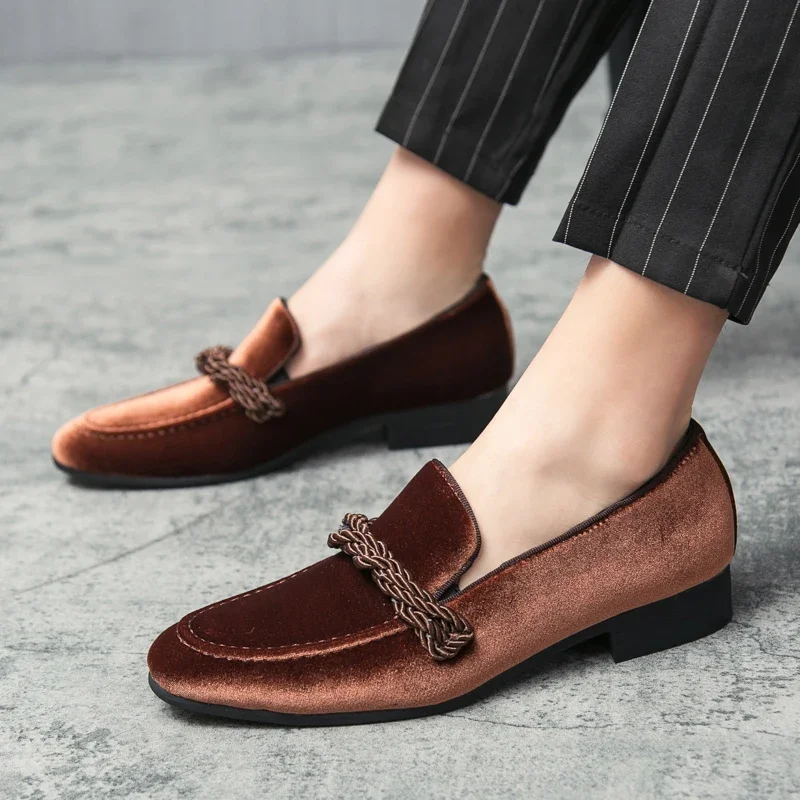 Men Loafers Shoes Faux Suede Leather Low Heel  Casual  Vintage Slip-on Fashion Shoes Classic Male Shoes