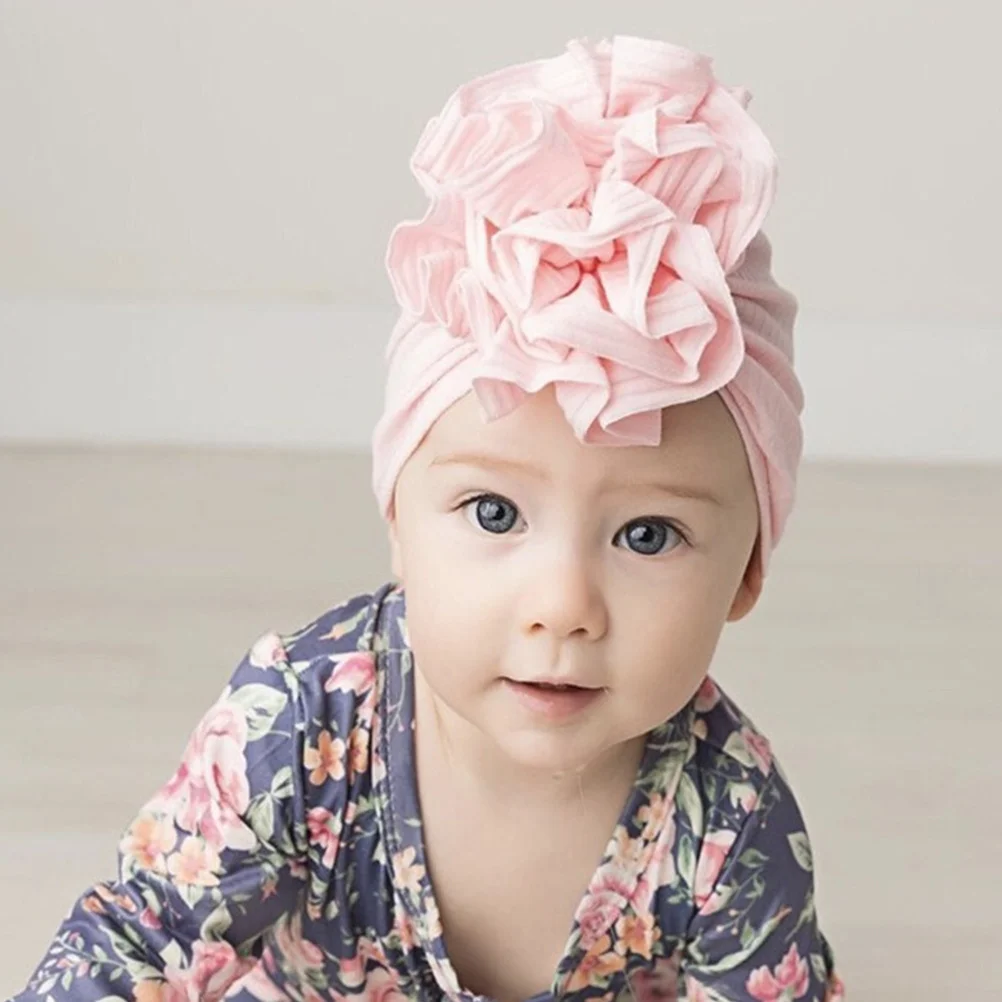 

4Pcs Flower Baby Hat Breathable Elastic Turban Crochet Beanie for Infants Toddlers Kids Baby Accessories Cap Infants Beanie