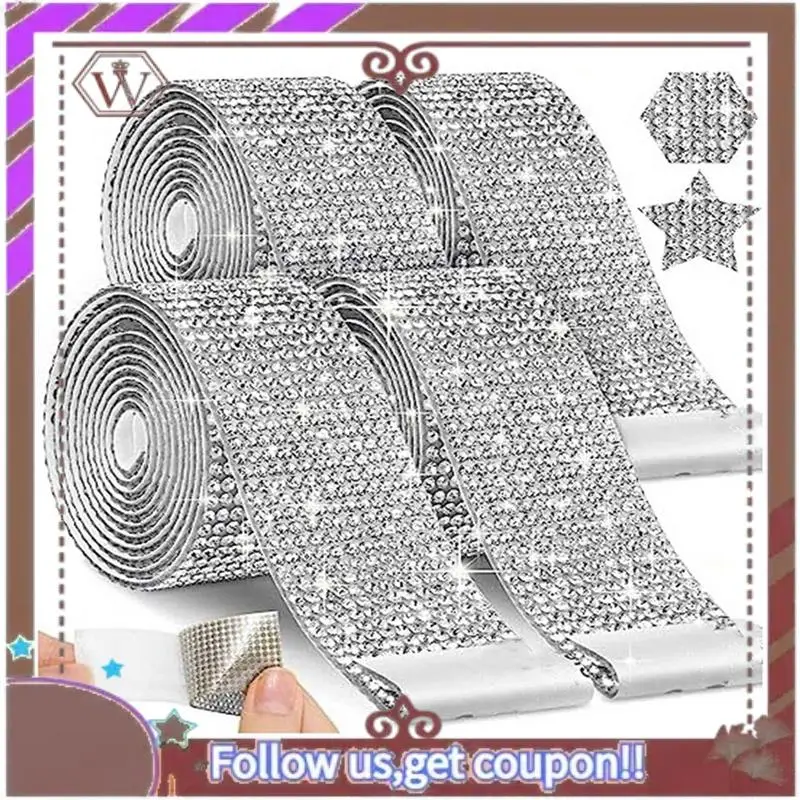(New)-8 Rolls Self Adhesive Rhinestone Strips, Rhinestone Ribbon Rhinestone Diamond Ribbon For Crafts, DIY Rhinestone Tape