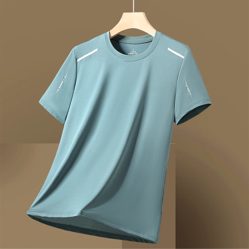 Summer Men's Outdoor Sports Windproof Breathable Quick Drying Ice Silk T-shirt Fashionable Trendy Casual Versatile Loose T-shirt