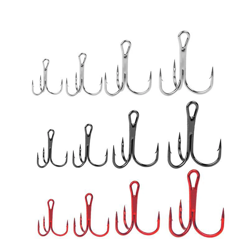 20PCS Fish Hook Boxed 2#4#6#8# Three Anchor Hook Red Nickel Black Nickel White Nickel High Carbon Steel Three Hook Fishing Gear