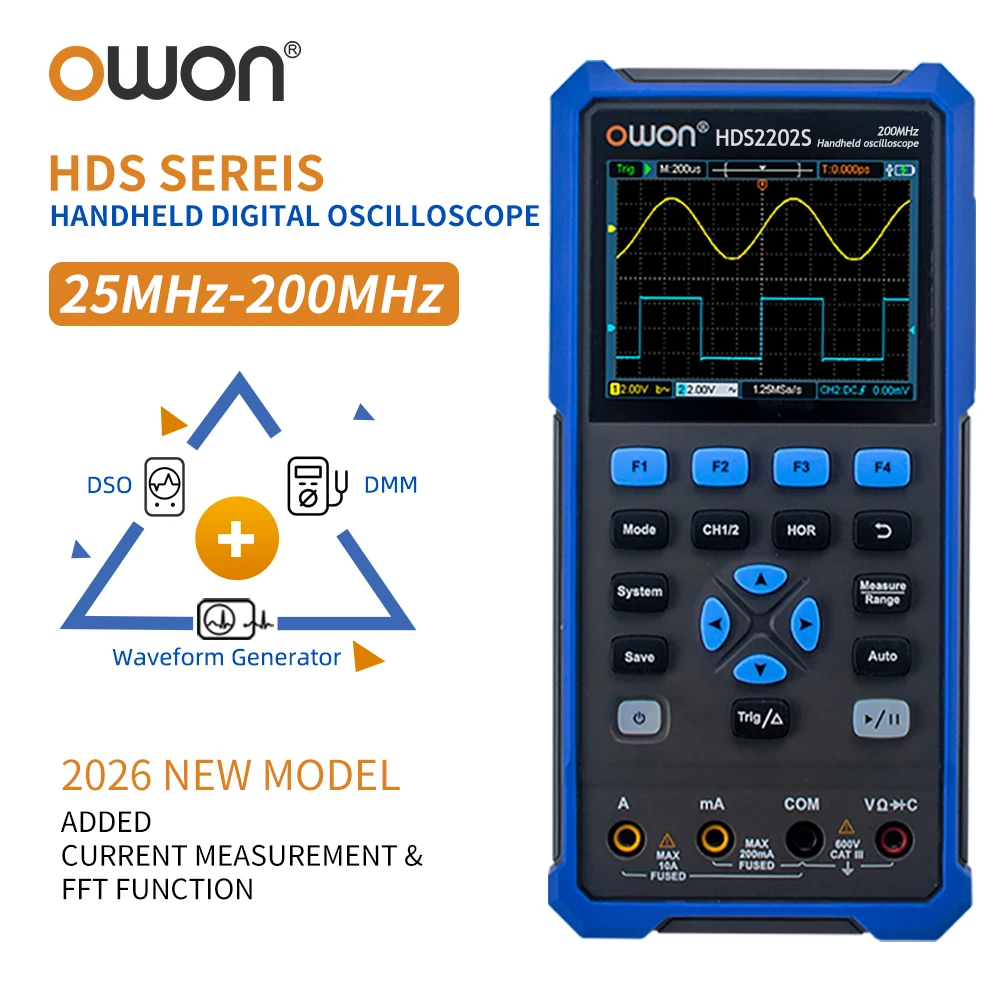 Oscilloscope numérique portable OWON série HDS200, multimètre 2 canaux haute précision, réparation électronique, test de laboratoire