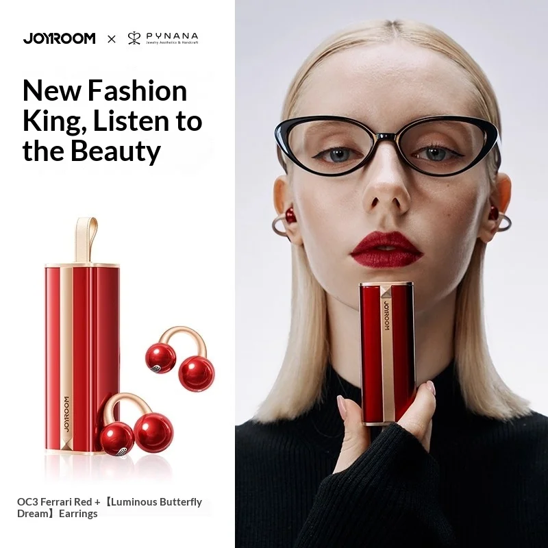 New Joyroom OC3 Bluetooth Earphones Zinc Alloy Clip-On Sports Earbuds Anti-Drop Comfort Lipstick Earphones for Women Gifts