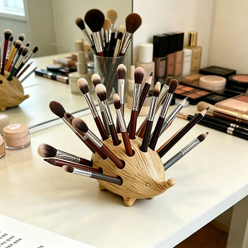 Cute Hedgehog Pencil Holder Creative Desk Organizer for Kids Students Makeup Brush Storage Pen Pot Desktop Decor Gift
