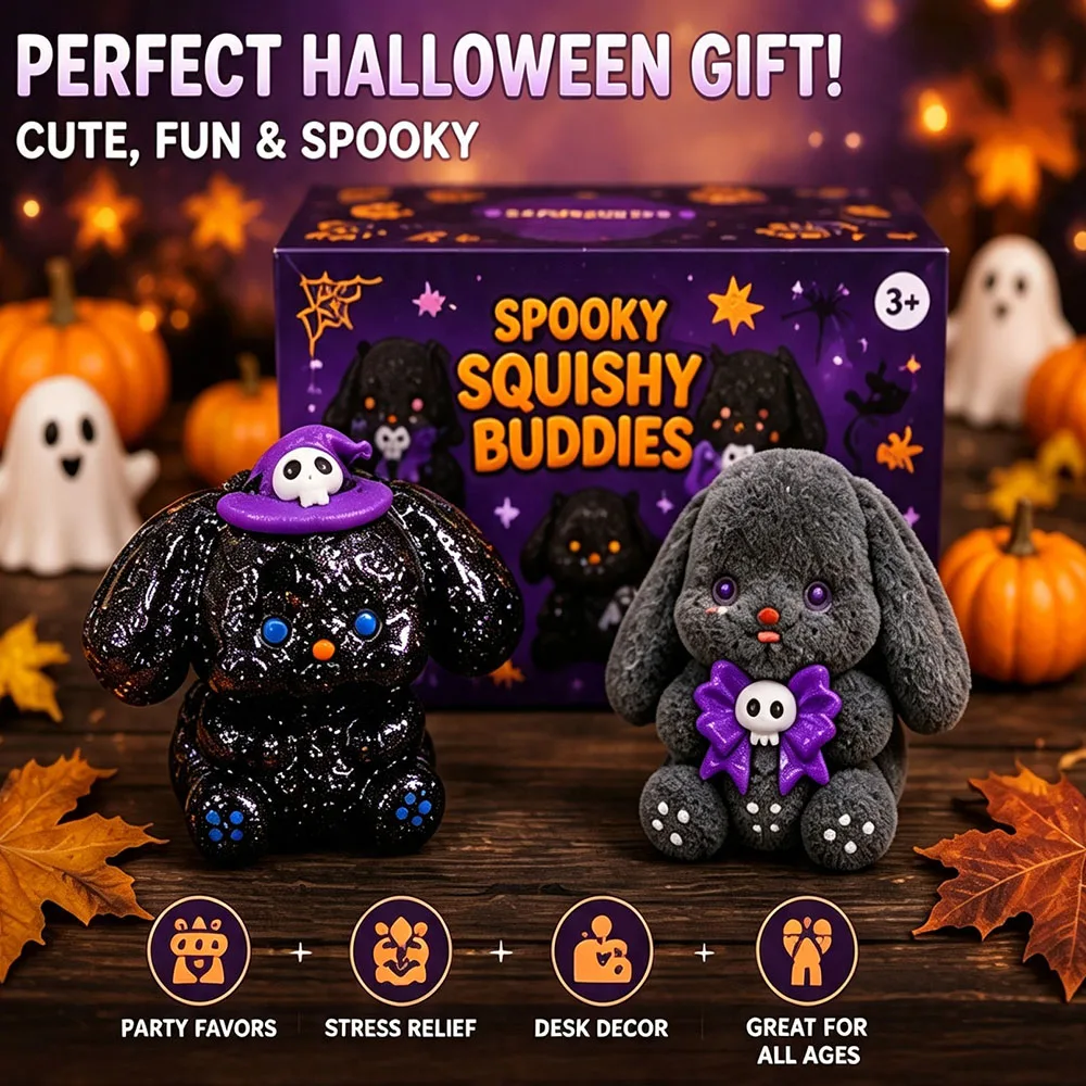 Collection de Squishies Lapin Halloween Esthétique Wabi-Sabi – Décoration de Bureau Minimaliste, Ornement Tactile à Presser, Accessoire Apaisant pour la Pleine Conscience