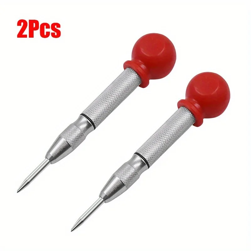 

2PCS Silvery Center Punch Automatic Spring Positioner Glass Striker Window Breaker Punch Centering and Punching Tool Accessories