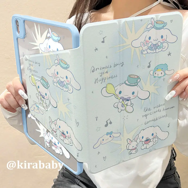 

Kawaii Cinnamoroll Protective Case For iPad 2025 11th 10th 10.9 9th 8th Air 7 6 11 Inch Mini 6 7 Pro 2022 Acrylic Tablet Cover