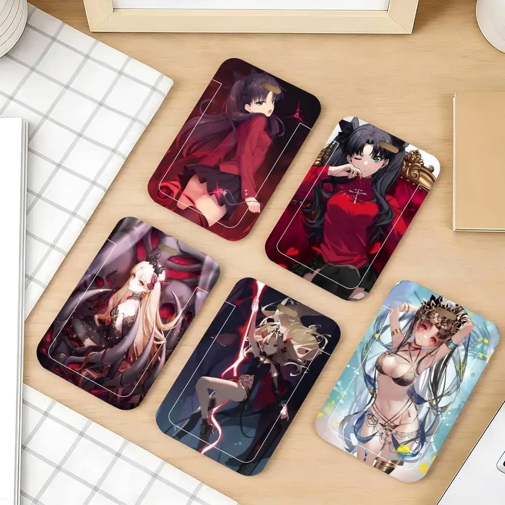 Porta Tarjetas de Identificación con Cordón de Anime Fate Stay Night Toosaka Rin, Fundas para Tarjetas de Trabajo para Mujeres y Hombres, Estudiantes, Niños, Porta Tarjetas de Autobús