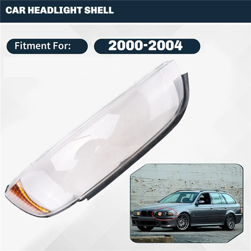 Car Headlight Cover Headlamp Glass Lens Shell For BMW 5 SERIES E39 2000-2004 Left