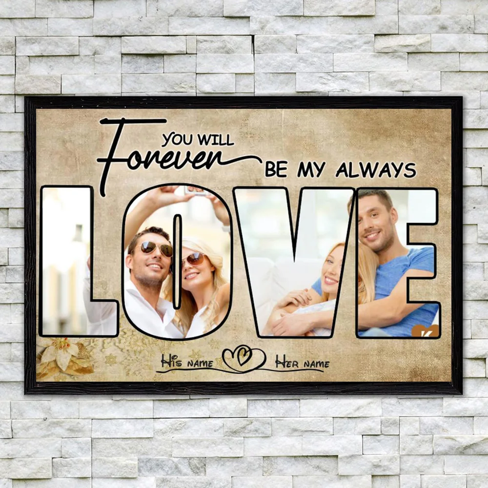 

Customization Prints Couple Personal Canvas Photo Boy And Girlfriend Lovers Name Wall Art Painting For Wedding Anniversary