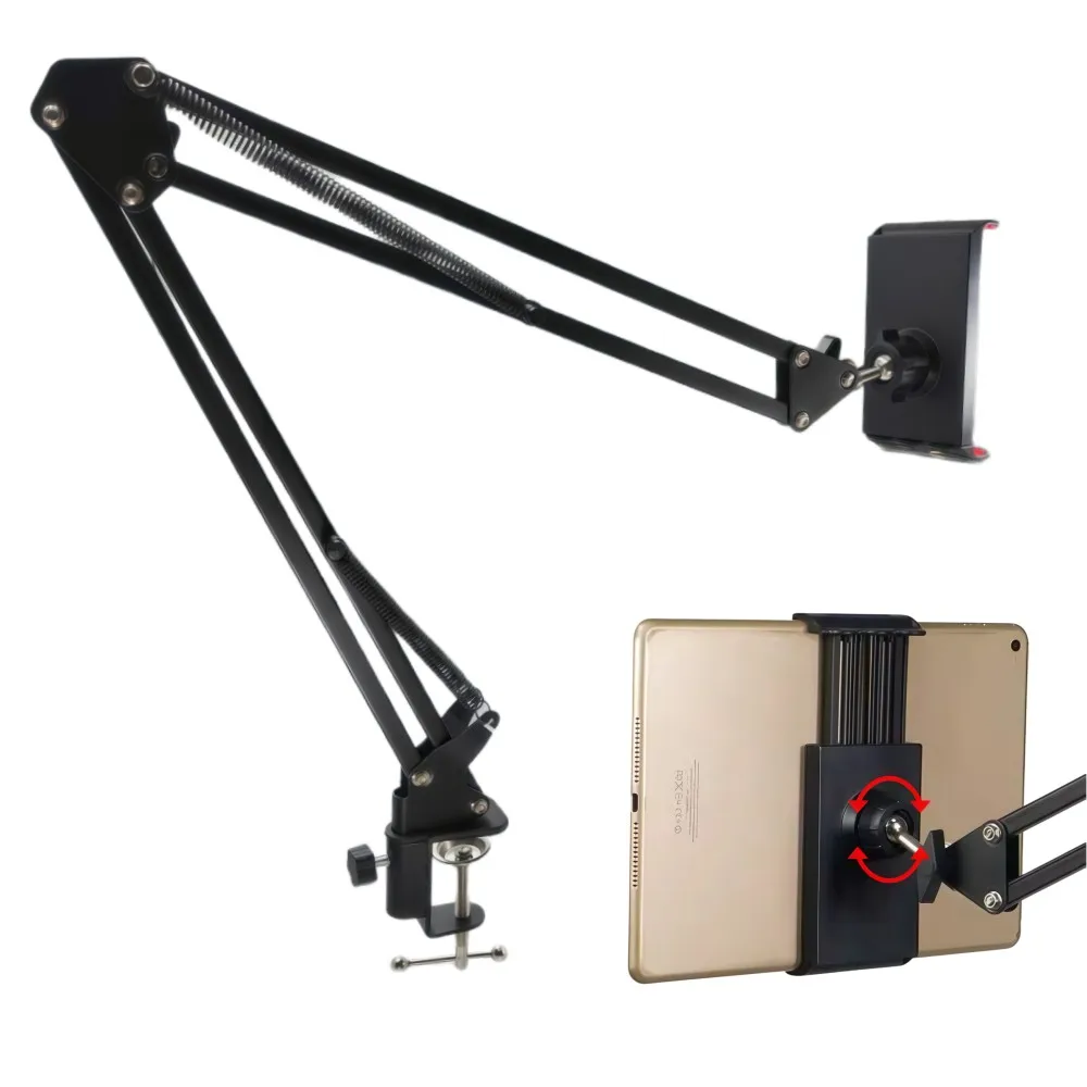 Tablet Laptop Phone Stand Rotatable 360° Adjustable Long Arm Metal Holder For iPad 4 to 11 inch Suporte Pra Celular Cellphone