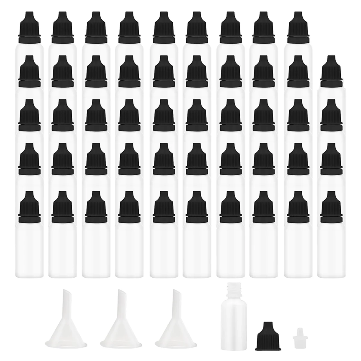 ABFW 50Pcs Small Empty Squeeze Dropper Bottles Plastic Thin Tip Dropper Bottles 15ML Portable Squeezable Liquid Dropper Black