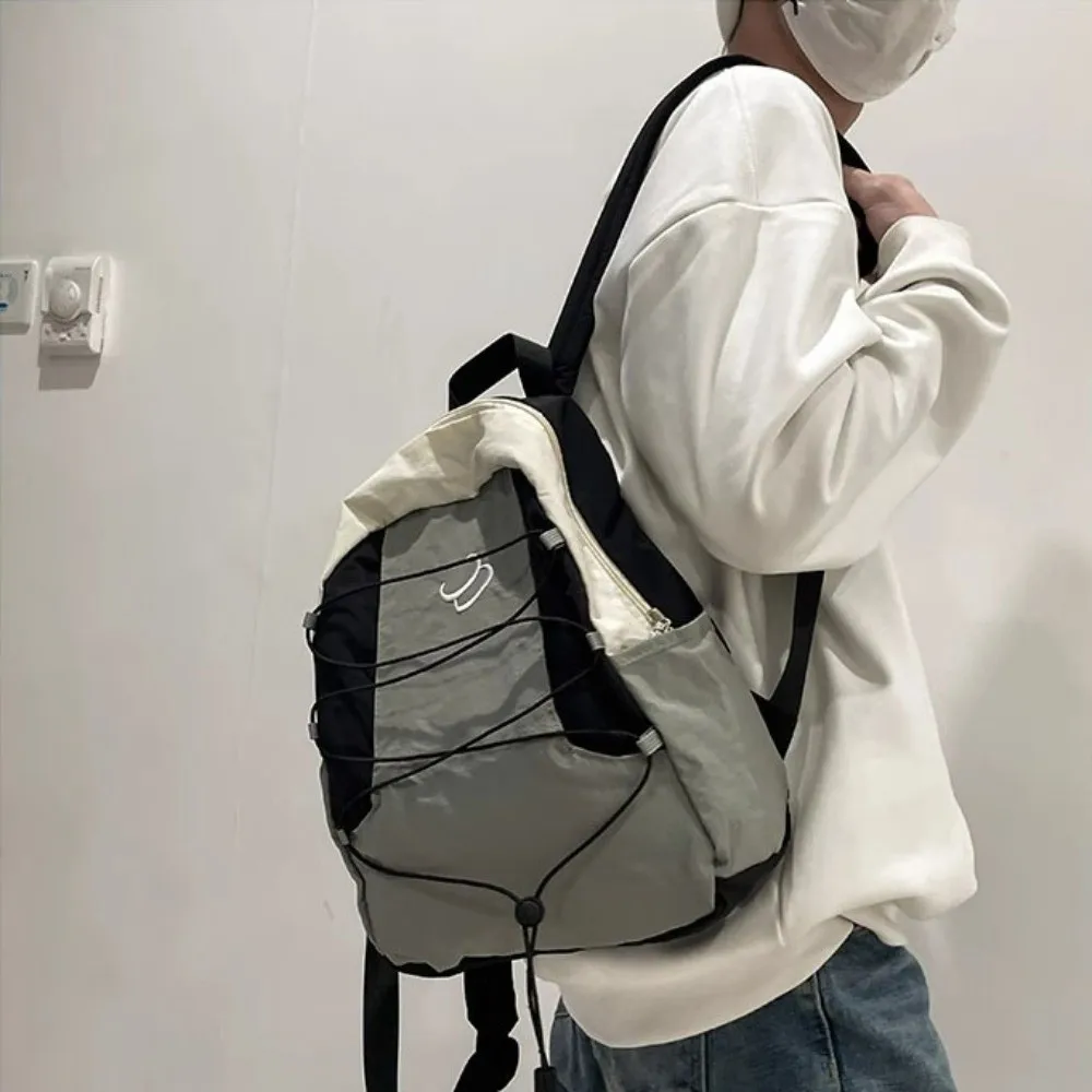 

Patchwork Contrast Color Lightweight Backpack Y2k Aesthetic Nylon Shoulder Bags Japanese Style Versatile Student Schoolbag