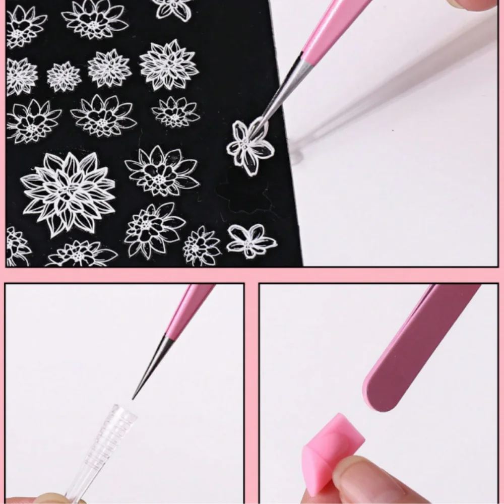 1 قطعة ملاقط فنية للأظافر الوردية اللامعة ، ملقط طرف مدبب عالي الدقة لاختيار ملصقات أحجار الراين الفنية للأظافر