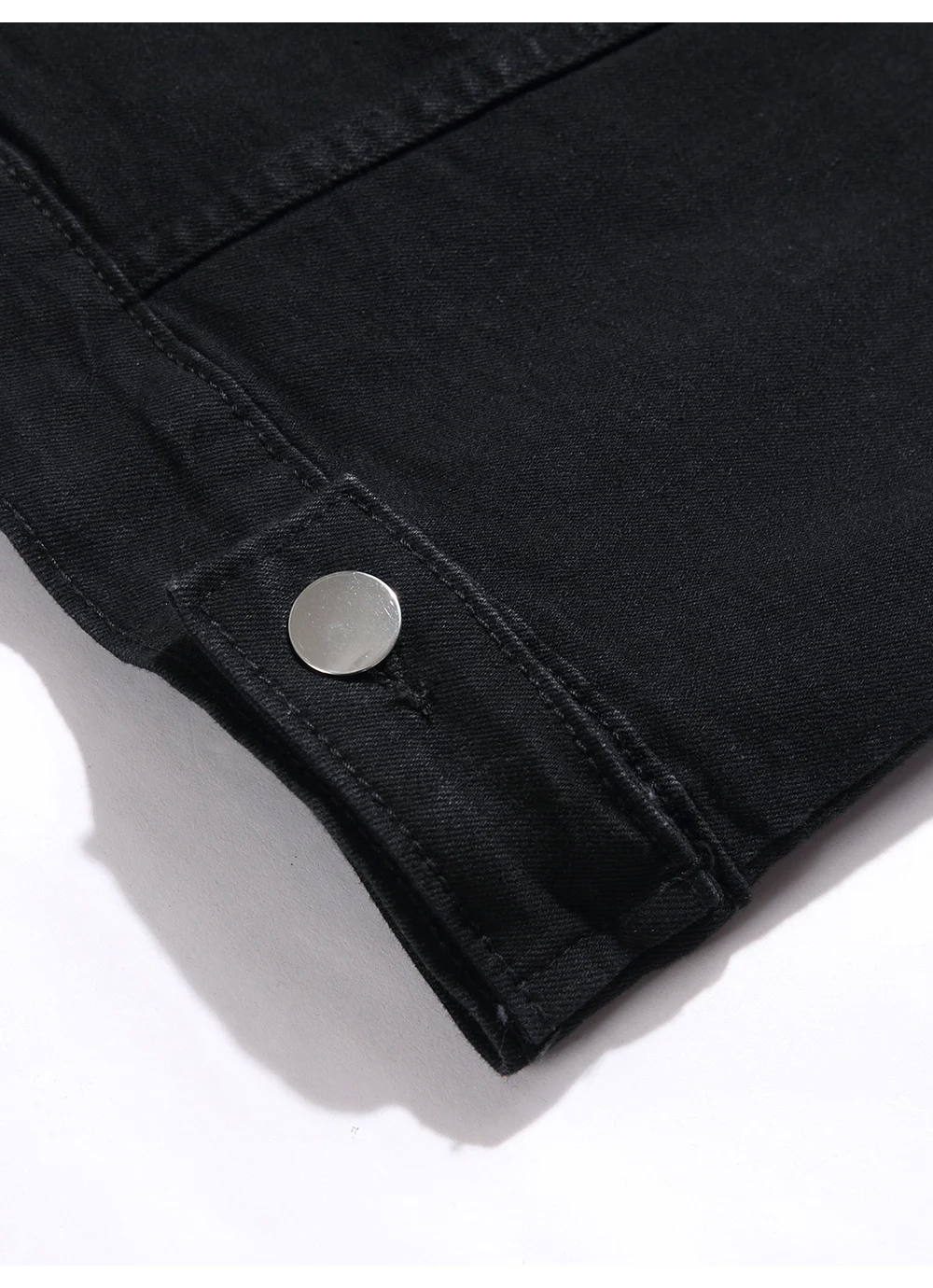 Klassische schwarze Jeansweste für Herren, einfarbig, vielseitig kombinierbar, ärmellose Weste, Baumwoll-Cargo-Tanktop, Großhandel, Dropshipping – Detail 10